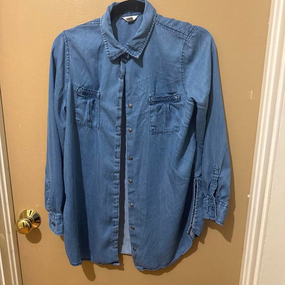 Blue denim shirt with button up